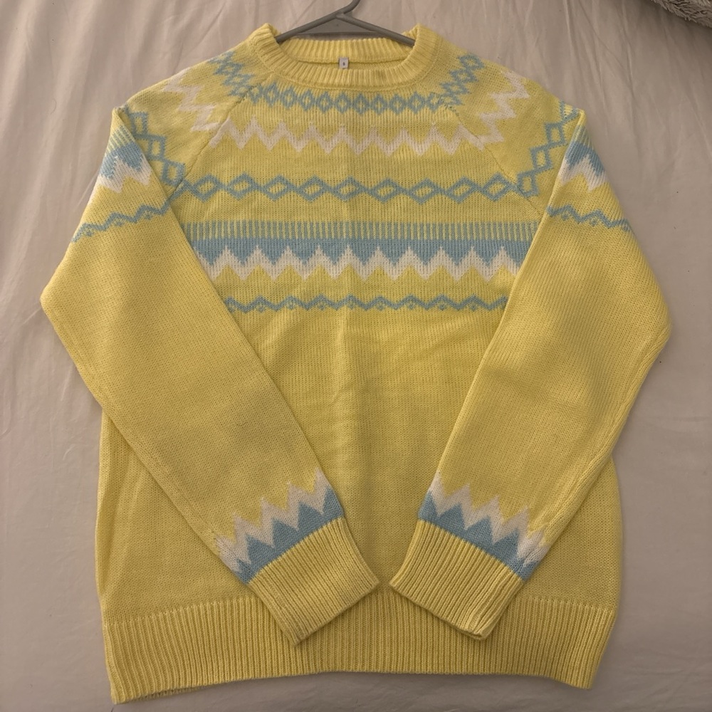 Yellow and Blue Patterned Women’s Sweater